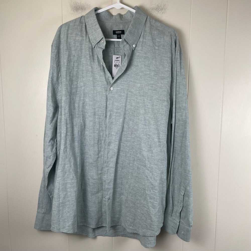 EXPRESS Mens Extra‎ Slim Linen Button Down Shirt XL